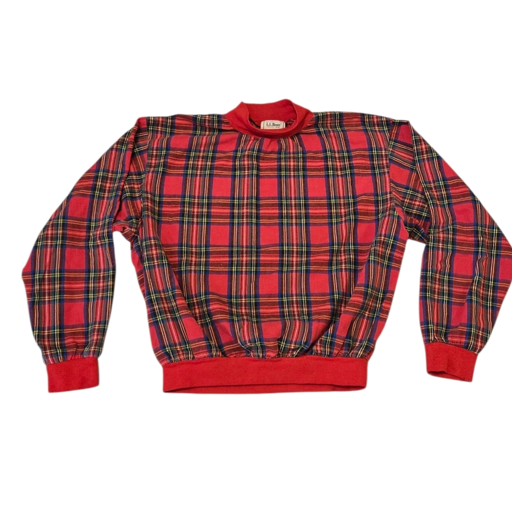 LL Bean Red Plaid Long Sleeve Pullover Pajamas
